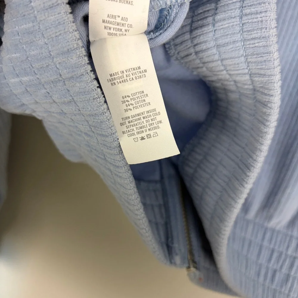 Aerie Groove-On Velour Crop Jacket Monaco Blue Casual Cozy Soft Girl Size Small